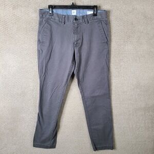 GAP Pants‎ Mens 32x32 Gray Slim Fit Chino Flat Front Cotton Blend Stretch Casual